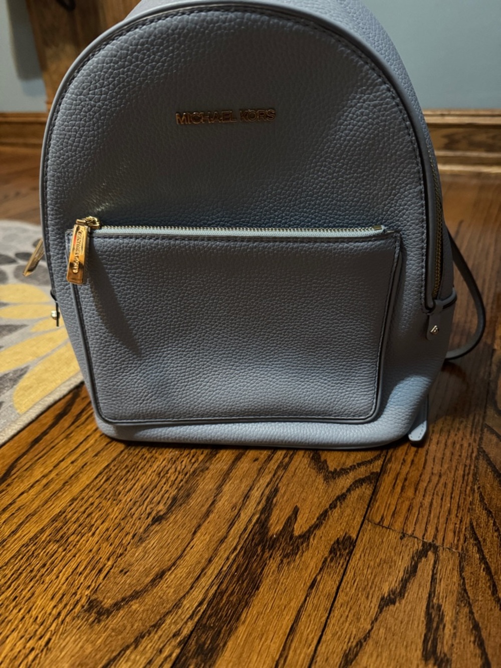 Michael Kors Pale Blue Pebbled Leather Backpack